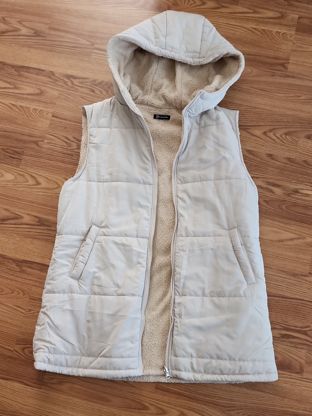 Cozy Hooded Quilted Puffer Vest in Cream by Croft & Barrow